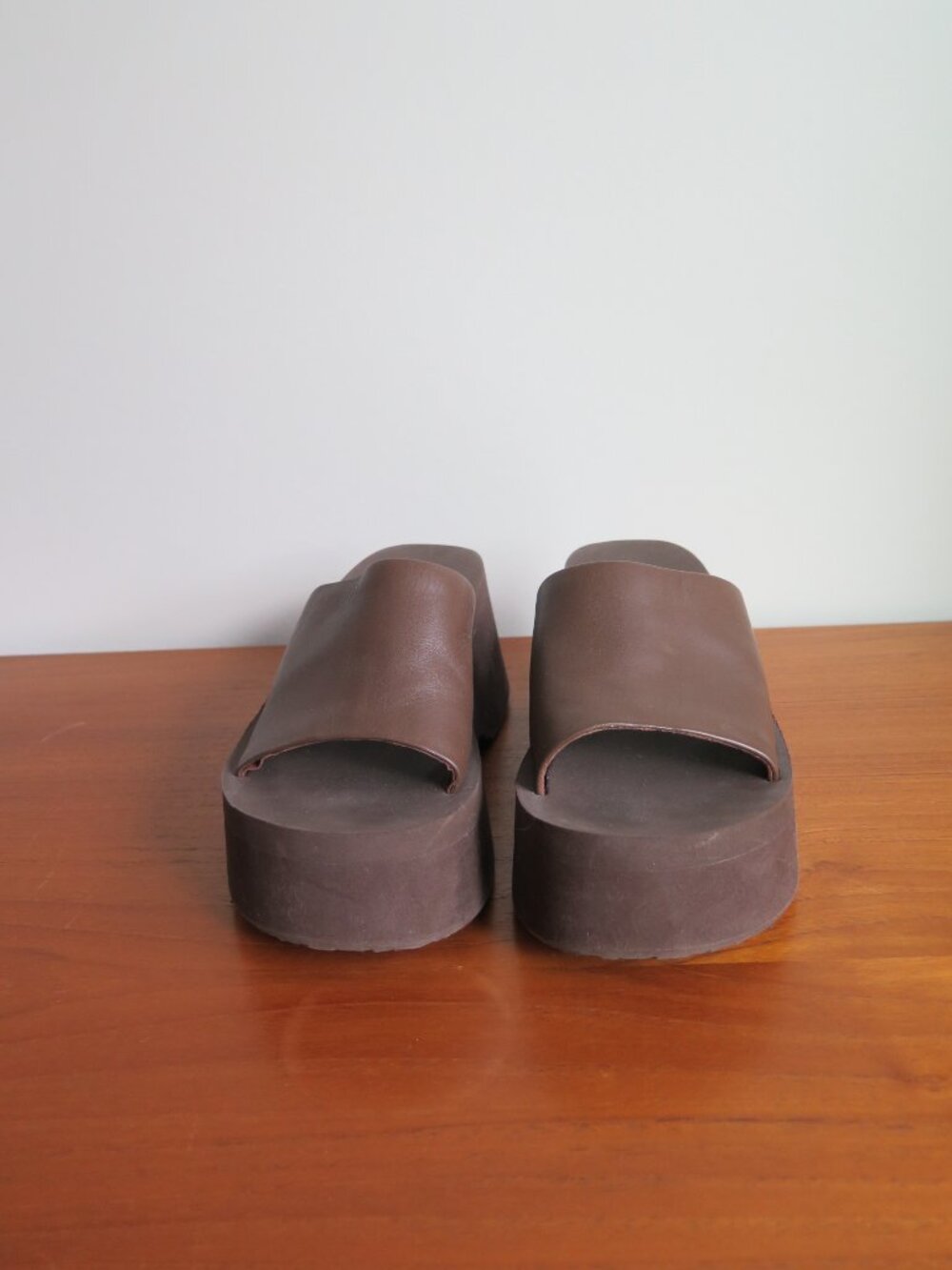ITNO Two Wave Mule Platform Slides Brown Leather EU 38/US 7 - Picture 2 of 13